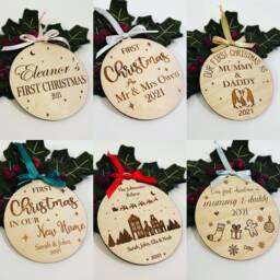 Personalized Christmas Bauble, Mirrored Acrylic Or Wooden Ornament - thumbnail 3
