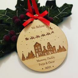 Personalized Christmas Bauble, Mirrored Acrylic Or Wooden Ornament - thumbnail 2