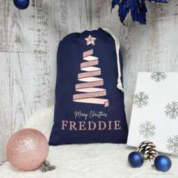 Personalised Santa Sack, Christmas Eve Bag, Tree Navy Decor, Childs Present, Xmas, Stocking