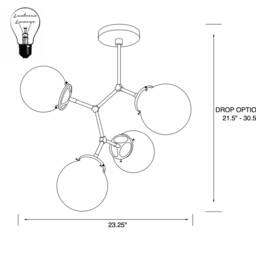 Lagertha 4 Light 6 in Globe Kitchen Living Room Multi Semi Flush - thumbnail 4