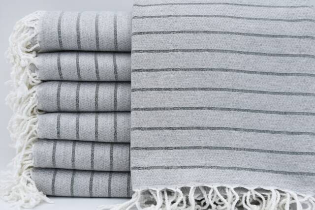 "Turkish Towel, Dark Green Striped Towel, Soft Towel, 37""x70" - image 1