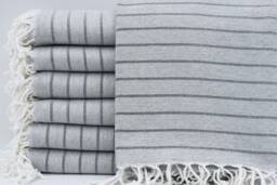"Turkish Towel, Dark Green Striped Towel, Soft Towel, 37""x70"