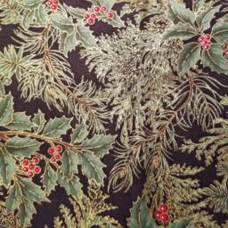 Holly On Black Background With Gold Accents Standard/Queen Pillowcase - thumbnail 2