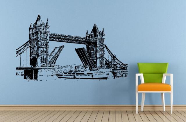 Sketch Tower Bridge London Great Britain English England Window Wall Or Car Vinyl Peal & Stick Removable Sticker Decal L1422 - image 1