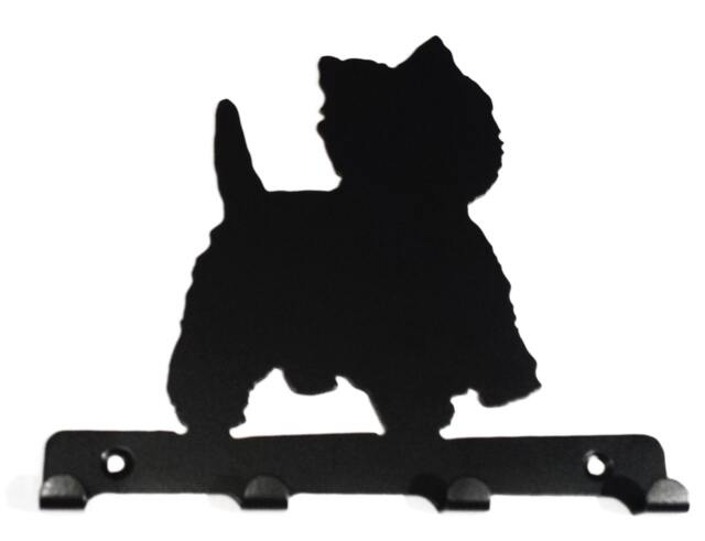 West Highland Terrier - Westie Silhouette Key Hook Rack - Metal Wall Art