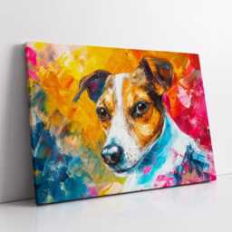 Jack Russell Terrier Dog Pet Abstract Modern Oil Painting Splatter Wall Art, Framed Canvas Poster Print, Home Kitchen Office Room Decor, Gift - thumbnail 2