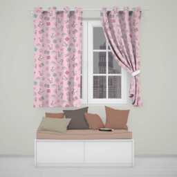 Cute Rainbow Bunny Flower Egg Pastel Pink Background Seamless Pattern Readymade Eyelet Ring Top Thermal 100% Blackout Curtains