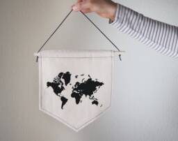 Hanging Canvas Wall Banner-World Map, Canvas, Wall Art, Home Decor, Office Decor - thumbnail 1