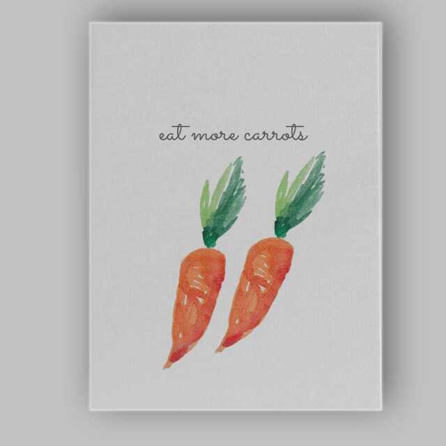 Watercolour Eat More Carrots Kitchen Quote Canvas Wall Art Print Decor Picture Ready To Hang - image 1