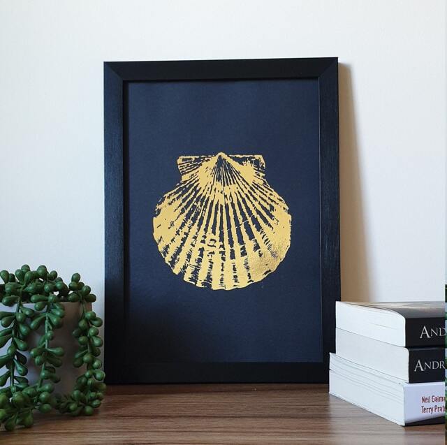 A4 Metallic Foil Seashell Wall Art, Boho Print in Copper, Gold, Silver Or Rose Gold - image 1