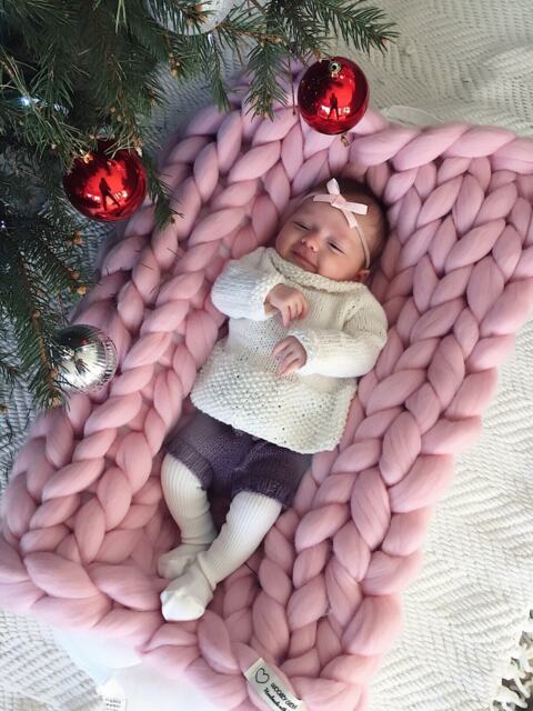 Chunky Knit Baby Blanket, 100% Merino Wool. Handmade in The Usa. Ready For Shipping 1-3 Business Days - image 1