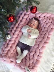 Chunky Knit Baby Blanket, 100% Merino Wool. Handmade in The Usa. Ready For Shipping 1-3 Business Days