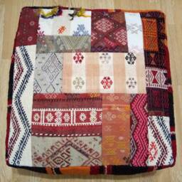 Kilim Patchwork Pouf 24x24x8 Inches Pouf Square Floor Pillow Cover Big Size Anatolian Home Decor - thumbnail 2