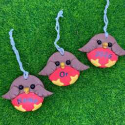 Personalised Robin Christmas Memorial Ornament, Polymer Clay Bird Bauble, Tree Remembrance Decor UK