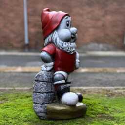 Football Gnome Concrete Figurine Cement Sports Sculpture Handmade Garden Decor Cute Outdoor Statue Front Door Fan Gift - thumbnail 3