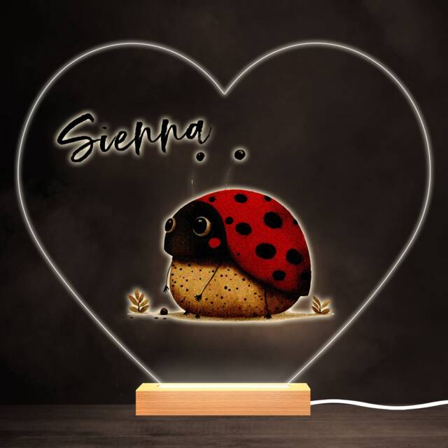 Ladybird Ladybug Colourful Heart Personalised Gift Led Lamp Night Light - Bedroom - image 1