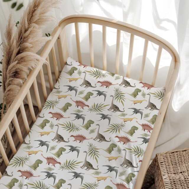 Dinosaurs - Green & Red, Bedding, Duvet Covers, Fitted Sheets, Dinosaur Theme , Kids Cot Bedding, Single - image 1