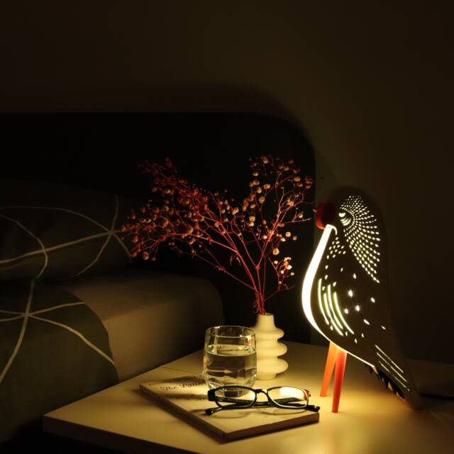 Papermache Table Lamps, Bird Night Light, Bedside Lamp For Aesthetic Home Decor, Christmas Gift, Recycling, Lighting, Paper Mache Desk Light - image 1