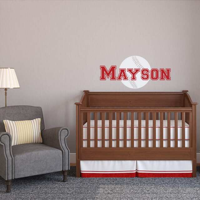Personalized Baseball Name Wall Decal - Sports Nursery Decor Ww146 - image 1