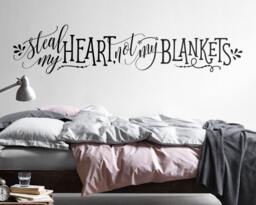 Wall Quote Decal - Steal My Heart, Not Blankets Vinyl Decal, Quote, Sticker, Funny Valentine's Day Gift - thumbnail 1