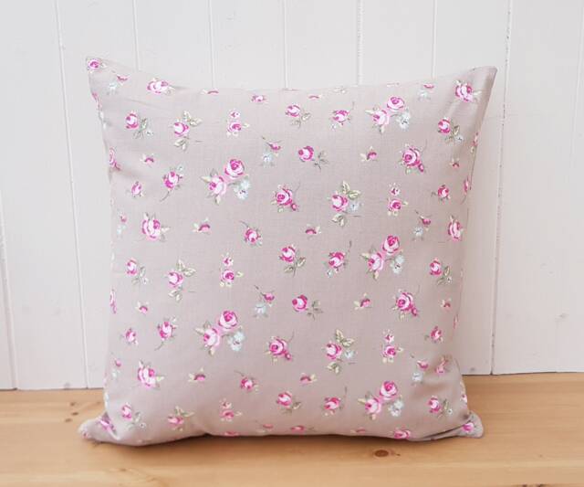 Pink Rosebud Floral Cushion Handmade Country Pillow - 18 - image 1