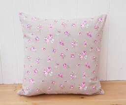 Pink Rosebud Floral Cushion Handmade Country Pillow - 18 - thumbnail 1