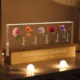 Personalised Grandma's Garden Gift For Grandma, Mother's Day Nana, Birth Month Flower Night Light, Grandma Light - thumbnail 3