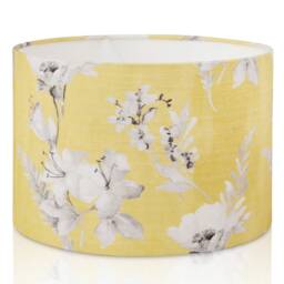 Handmade Yellow & Grey Sketch Flower Design in Table Lamp Or Ceiling Shade