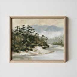 Misty River Poster, Pine Valley Print, Nature Wall Art, Paper - thumbnail 3