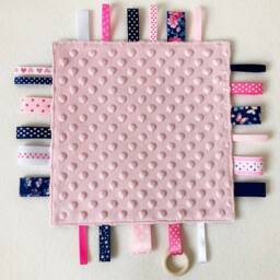 Bunny Ballerina Baby Lovey Cotton Ribbon Blanket With Wooden Ring - thumbnail 4