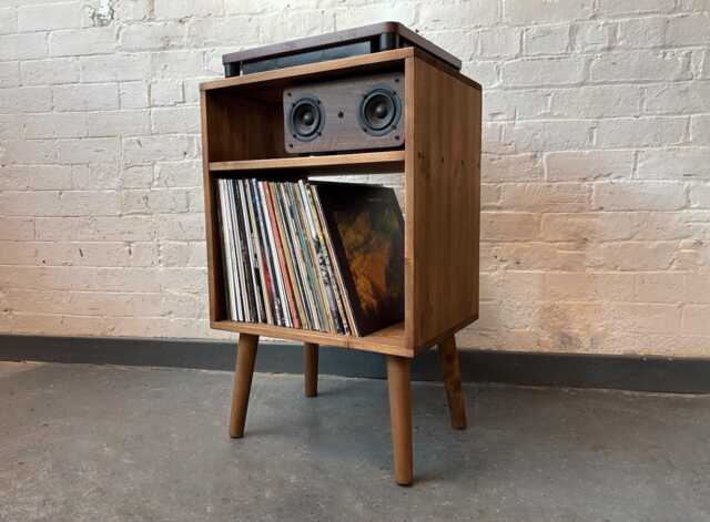 Turntable Stand With Storage, Record Player Stand, Wooden Unit, Vinyl Holder, Turntable, Amplifier, Hifi Storage - image 1