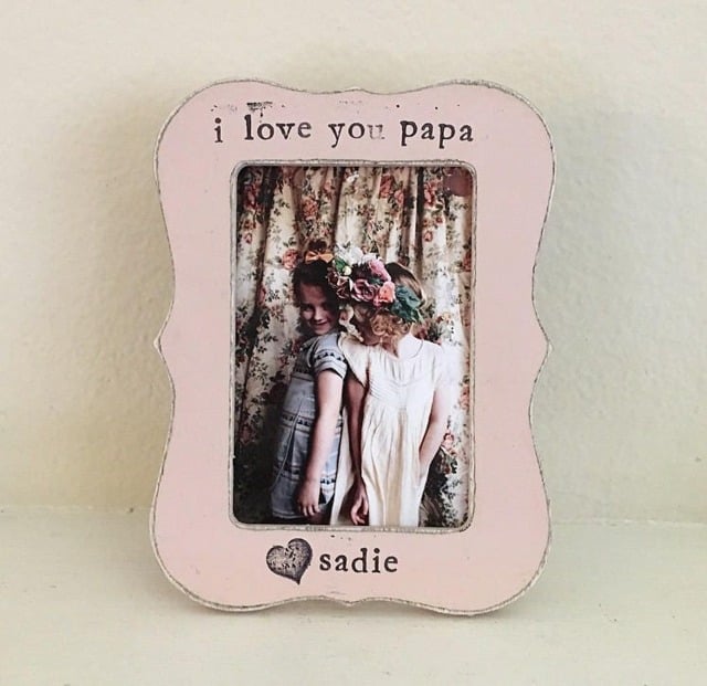 Personalized Papa Picture Frame Hand Stamped, Distressed 4x6 Photo - image 1