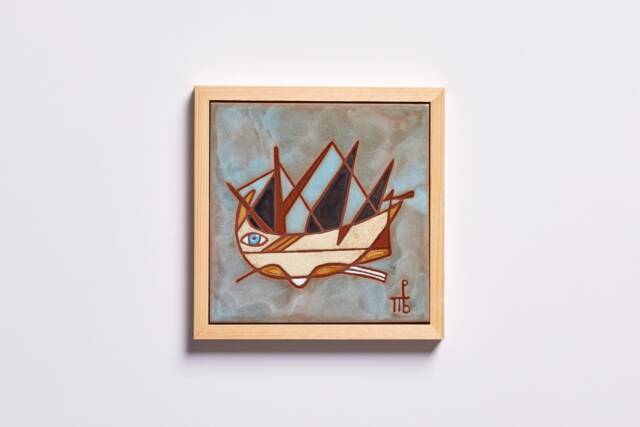 Trireme Greek Mythology Ship With Black Sails Wall Art Handpainted Ceramic Tile Theseus Nautical Gifts Classical Age Evil Eye Decor - image 1