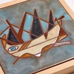 Trireme Greek Mythology Ship With Black Sails Wall Art Handpainted Ceramic Tile Theseus Nautical Gifts Classical Age Evil Eye Decor - thumbnail 2