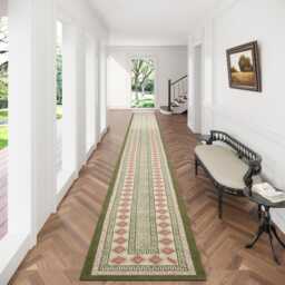 Boho Stair Runner Rug, Pink Diamond Geometric Pattern, Custom Length Stairway Carpet - thumbnail 3