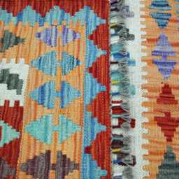 Multicolour Rug, Handmade Artisan Afghan Turkish Scandinavian Navajo Bohemian Flatweave Wool Kilim 155x99 cm - thumbnail 3