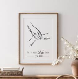 Personalised Uncle Hands Line Art Print, Gift From Niece/Nephew - thumbnail 1