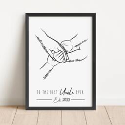 Personalised Uncle Hands Line Art Print, Gift From Niece/Nephew - thumbnail 2