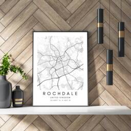 Rochdale Map Print Minimalist UK Home Decor - thumbnail 2