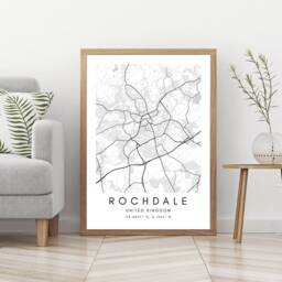 Rochdale Map Print Minimalist UK Home Decor - thumbnail 3