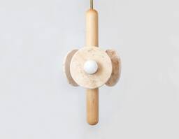 Travertine Stone & Maple Bohemian Pendant Light Fixture Kitchen Island Lighting Bathroom Foyer Lamp