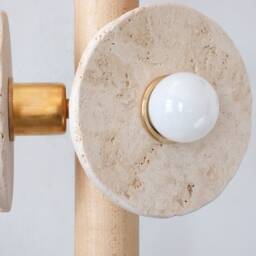 Travertine Stone & Maple Bohemian Pendant Light Fixture Kitchen Island Lighting Bathroom Foyer Lamp - thumbnail 4