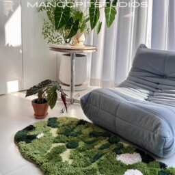 Mossy Forest Rug Green Woodland Decor, Non-Slip Acrylic - thumbnail 1
