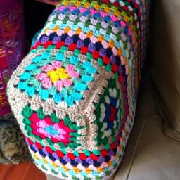 Custom Crochet Sofa Arm Rest Cover, Granny Square Cat Protector - thumbnail 3