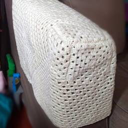 Custom Crochet Sofa Arm Rest Cover, Granny Square Cat Protector - thumbnail 4