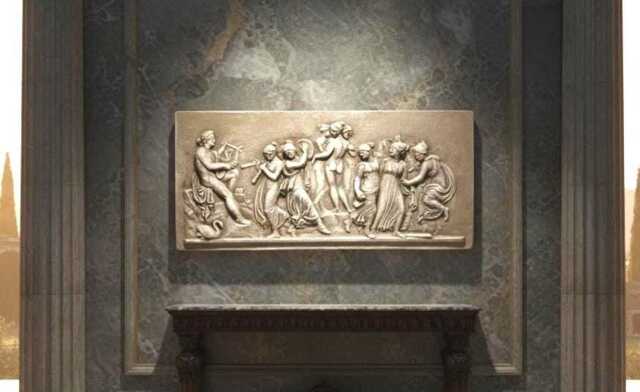 Neoclassical Bas-Relief Depicting A Scene From Greek Mythology Apollo & The Muses - image 1