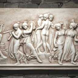 Neoclassical Bas-Relief Depicting A Scene From Greek Mythology Apollo & The Muses - thumbnail 3