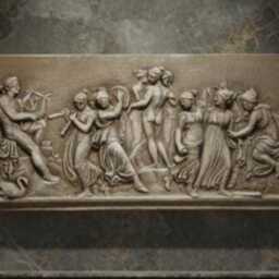 Neoclassical Bas-Relief Depicting A Scene From Greek Mythology Apollo & The Muses - thumbnail 2