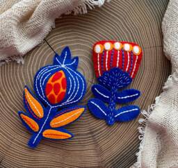 Ukrainian Art, Pattern Felt Ornament, PDF Pattern, Christmas Tree Decoration Set, Folk Flowers - thumbnail 1
