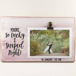 You're So Lucky I Swiped Right Picture Frame, Personalized Photo Holder, Clip, Valentine's Day Boyfriend Anniversary Gift - thumbnail 3
